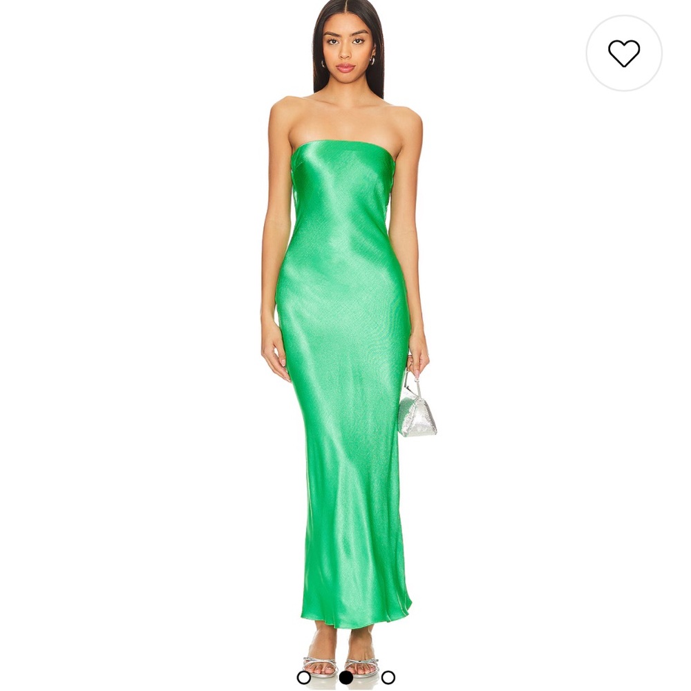 Bec + Bridge Moon Dance Strapless Satin Maxi Dress Emerald Green